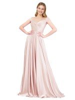 A-Line Off the Shoulder Sweetheart Luxe Satin Prom Dresses Canada