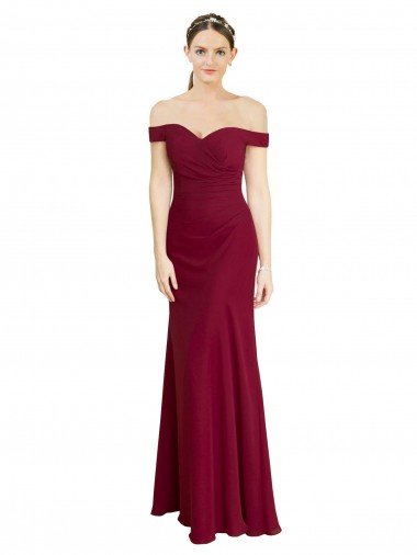 Off the Shoulder Long Chiffon Prom Dress with Pleats Canada