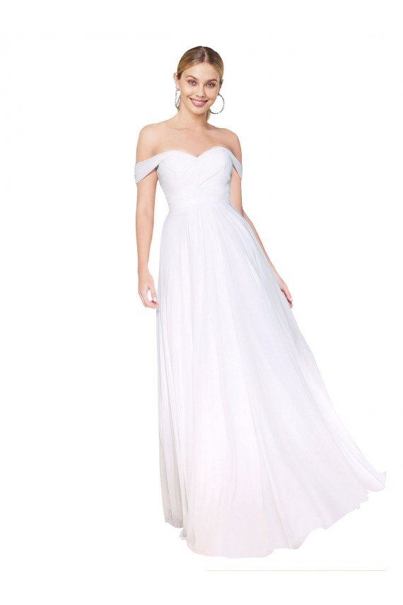 Off the Shoulder Long Full Length Chiffon Prom Dress