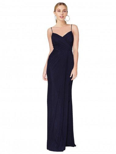 Draped Spaghetti Straps Long Chiffon Mermaid Prom Dress Canada