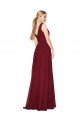 Draped A-Line V-Neck Floor Length Chiffon Prom Dress