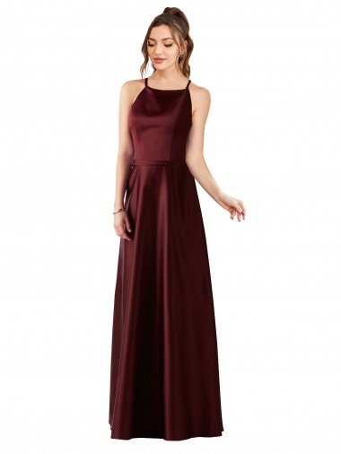 Sleek Satin Prom Dress with Pockets Canada