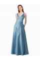 Classic Satin V-Neck A-Line Prom Dress with Pockets