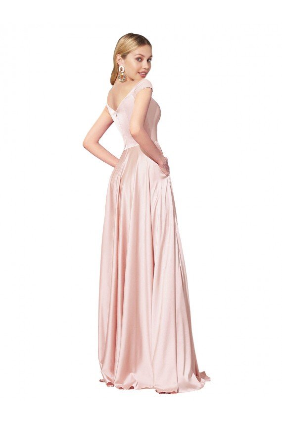 A-Line Off the Shoulder Sweetheart Satin Prom Dress