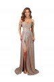 Strapless Scoop Neck Off the Shoulder Long Sequin Prom Dress with High Slit