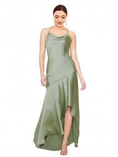 Silky Satin Prom Dress with Bias Cut Skirt Canada