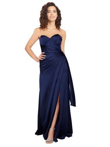 Floor Length Wrap Skirt Silky Satin Prom Dress Canada