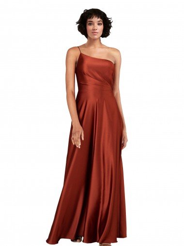 Sophisticated One Shoulder Silky Satin Prom Dress with Full Skirt Canada