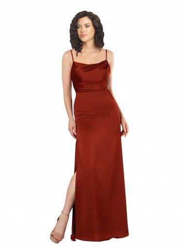 Floor-Length Silky Satin Prom Dress with Skirt Slit Canada