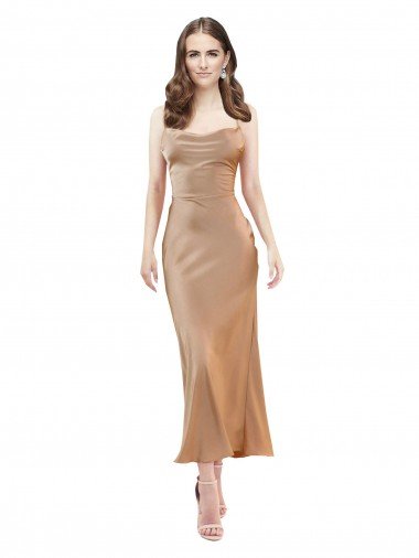 Cowl Neck Silky Satin Midi Length Cocktail Prom Dress / Homecoming Dress Low Back Canada