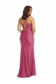 Cowl-Neck Open Tie-Back Silky Satin Mermaid Prom Dress with Frong Slit