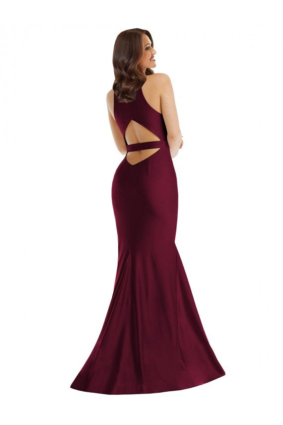 Plunge Neckline Cutout Low Back Silky Satin Mermaid Prom Dress