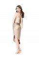 Silky Satin High Low Midi Length Cocktail Prom Dress / Homecoming Dress with Asymmetric Skirt