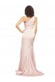 Full Length One Shoulder Long Silky Satin Prom Dress with High Split