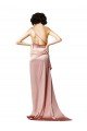 Low Back One Shoulder Full Length Silky Satin Prom Dress