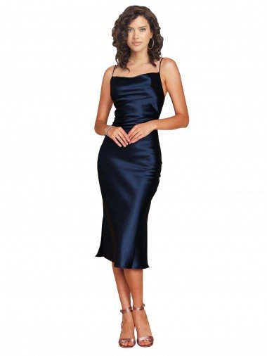 Short Sleeveless Spaghetti Straps Cowl Neckline Silky Satin Cocktail Prom Dress / Homecoming Dress Canada