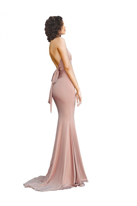 Deep V-Neck Mermaid Low Back Long Spandex Prom Dress