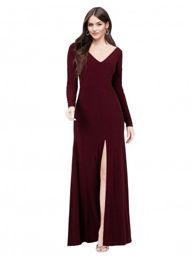 Long Sleeves Spandex Prom Dress with Front Slit Canada