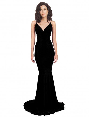 Fishtail Shaped V-Neck Open Back Spandex Prom Dress Canada