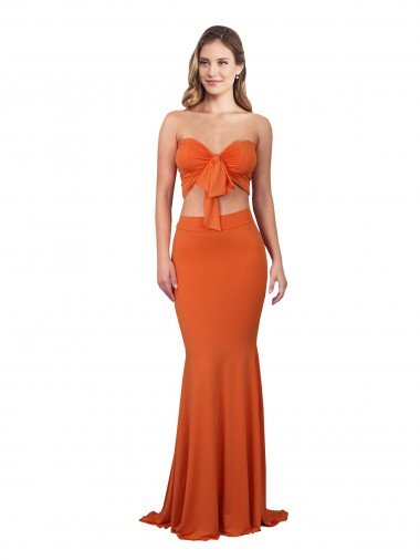 Strapless Bandeau Bodice Long Spandex Prom Dress Canada