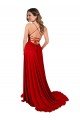 Lace Over Bodice Long Spandex Prom Dress with Slit