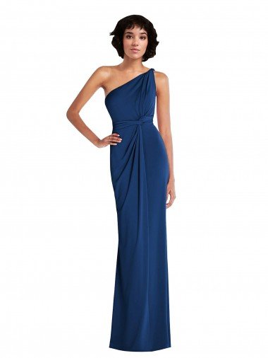 Grecian Inspired One Shoulder Twist Draped Maxi Spandex Prom Dress Canada