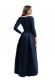 Long Sleeves Wrapped Spandex Prom Dress with High Low Full Skirt and Pockets