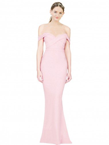 Full Length Off the Shoulder Prom Dress with Twist Front Canada