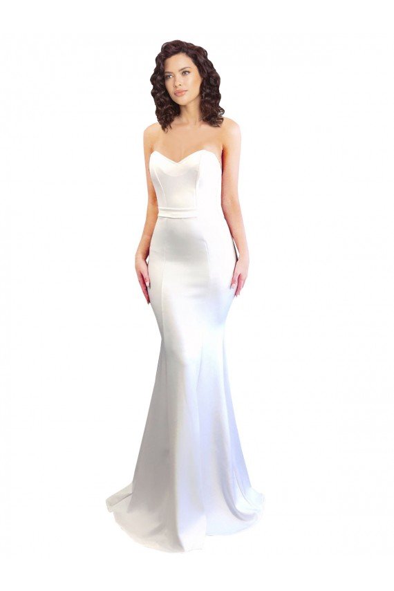 Sweetheart Strapless High Neck Long Crepe Prom Dress