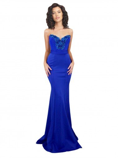 Sweetheart Flower Neckline High Neck Crepe Prom Dress Canada