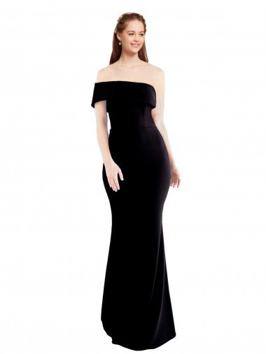 Asymmetrical Draped Off the Shoulder Banded Crepe Prom Dress Canada