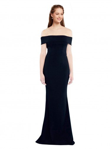 Off the Shoulder Fitted Crepe Prom Dress with Back Cut Out Canada