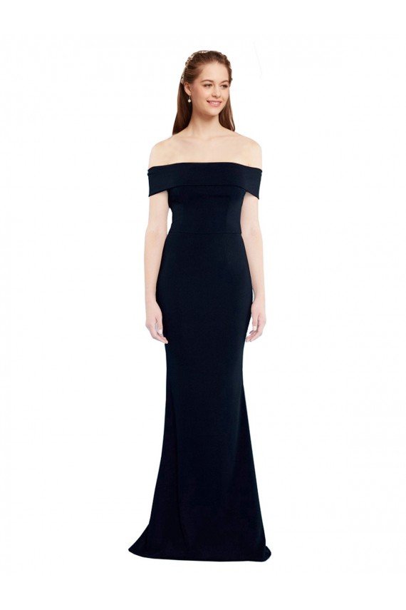 Off the Shoulder Fitted Crepe Prom Dress with Back Cut Out