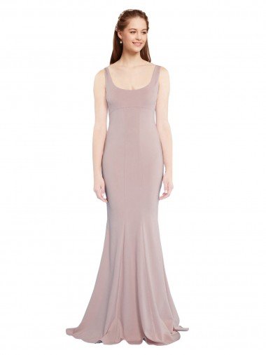 Sleeveless Scoop Neck Fully Lined Crepe Prom Dress Canada