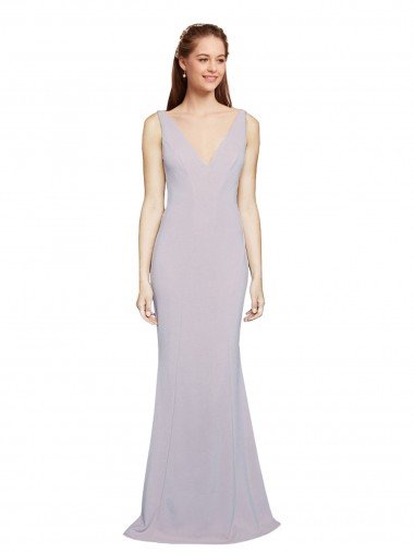 Cut-Out Back V-Neckline Mermaid Crepe Prom Dress Keyhole Back Canada