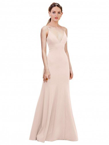 Deep V-Neck and Back Long Crepe Prom Dress Canada