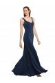 Fit and Flare Long Crepe Prom Dress with Round Neck