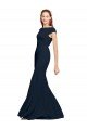 Fit and Flare Long Crepe Prom Dress with Tie Open Back