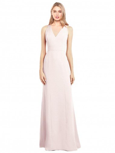 V-Neck Keyhole Back Crepe Trumpet Prom Dress Canada