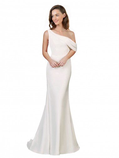 One Shoulder Crepe Prom Dress with Draped Off the Shoulder Strap Canada