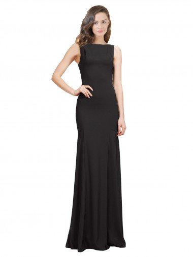 Sleeveless Bateau Neckline Crepe Prom Dress with Twist Back Canada