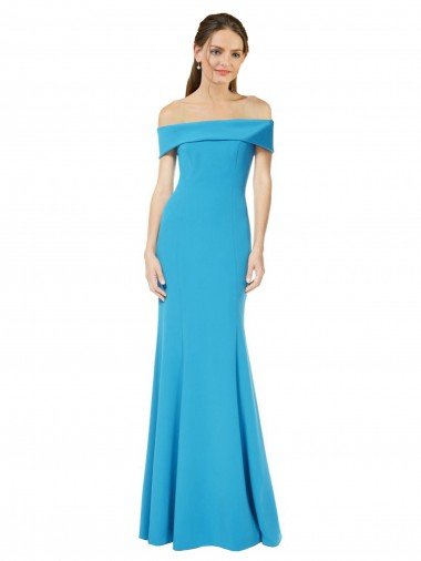 Off the Shoulder Crepe Prom Dress with Fitted Silhouette Canada