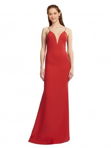 Mermaid Plunging V-Neck Crepe Prom Dress with Wide Open Back Canada