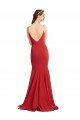 Mermaid Plunging V-Neck Crepe Prom Dress with Wide Open Back