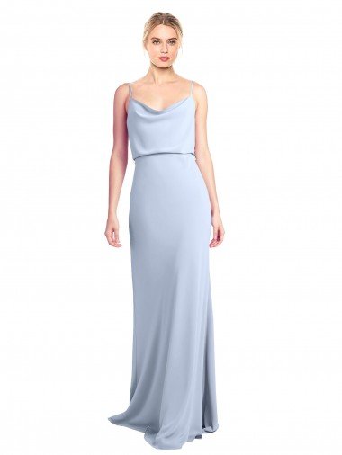 Feminine Cowl Neck Slim Floor Length Stretch Crepe Prom Dress Canada