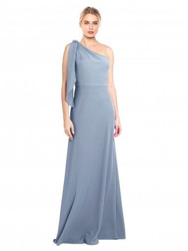 Draped Flutter Sleeves One Shoulder Stretch Crepe Prom Dress Canada