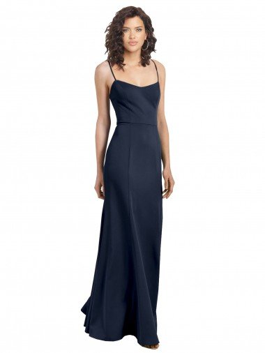 Fit and Flare Scoop Neck Long Sleeveless Stretch Crepe Prom Dress Canada