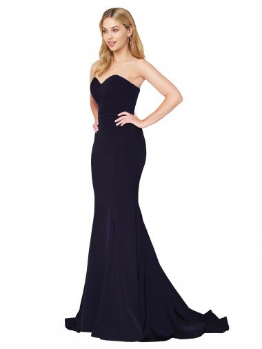 Sweetheart High Neck Sweep Train Sleeveless Crepe Prom Dress Canada