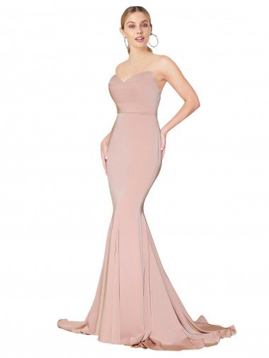 Sweep Train Sweetheart Long Mermaid Crepe Prom Dress Low Back Canada