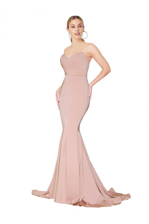 Sweep Train Sweetheart Long Mermaid Crepe Prom Dress Low Back